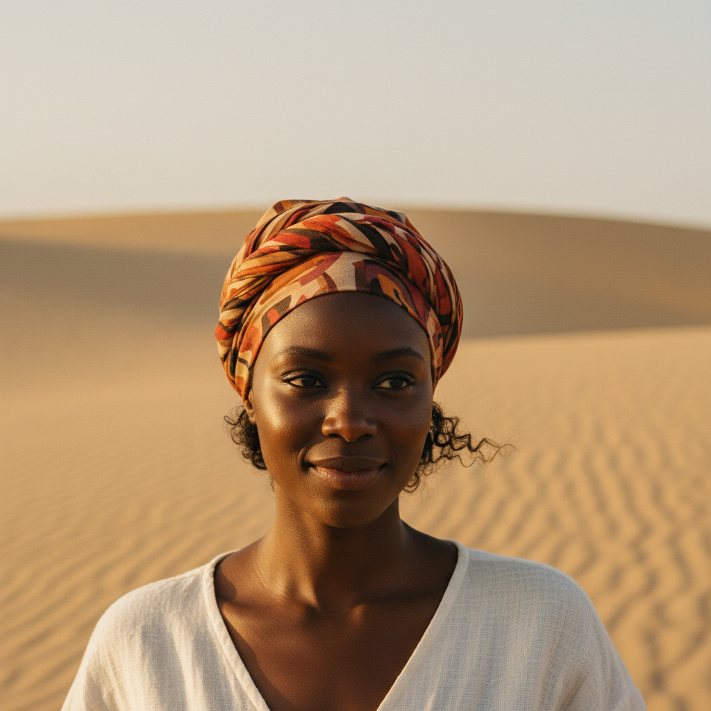 Portrait of a member wearing a headwrap