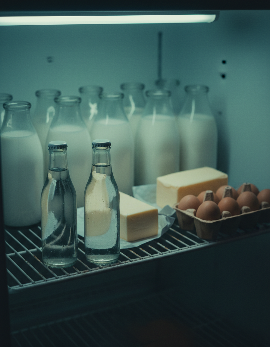 Shakes on a refrigerator shelf