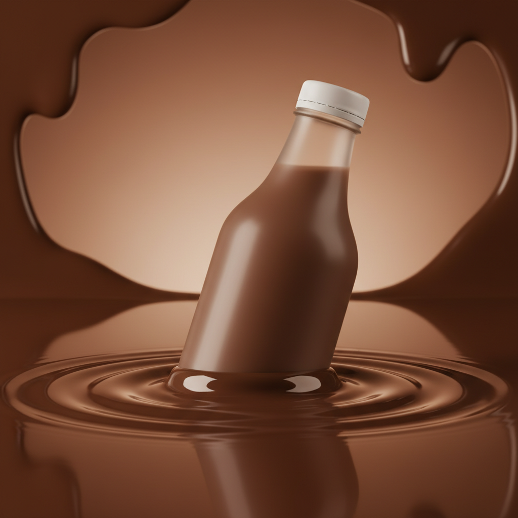 Bottle in liquid chocolate