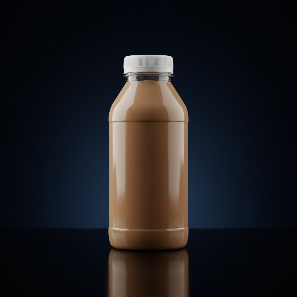 Bottled chocolate protein milkshake